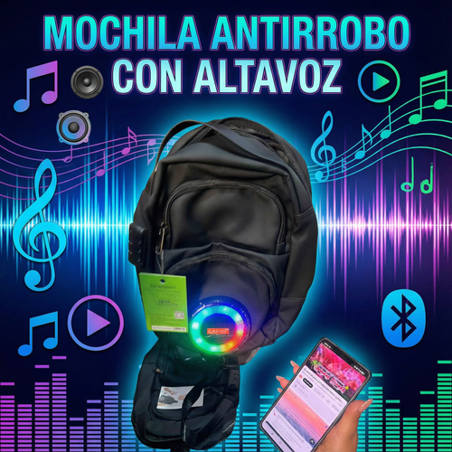 Mochila Antirrobo con Bocina Bluetooth LED
